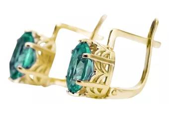 8K žlté zlato 333 Emerald náušnice vec003x-em Russian Soviet USSR Vintage craft Art Deco style